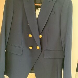 Veronica Beard Blue and Gold Blazer with Structured Silhouette
